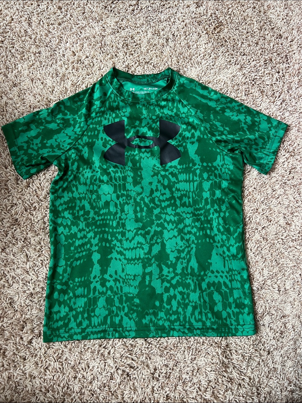 Under Armour Green Camo-Pattern Short Sleeve Tee with Black Logo